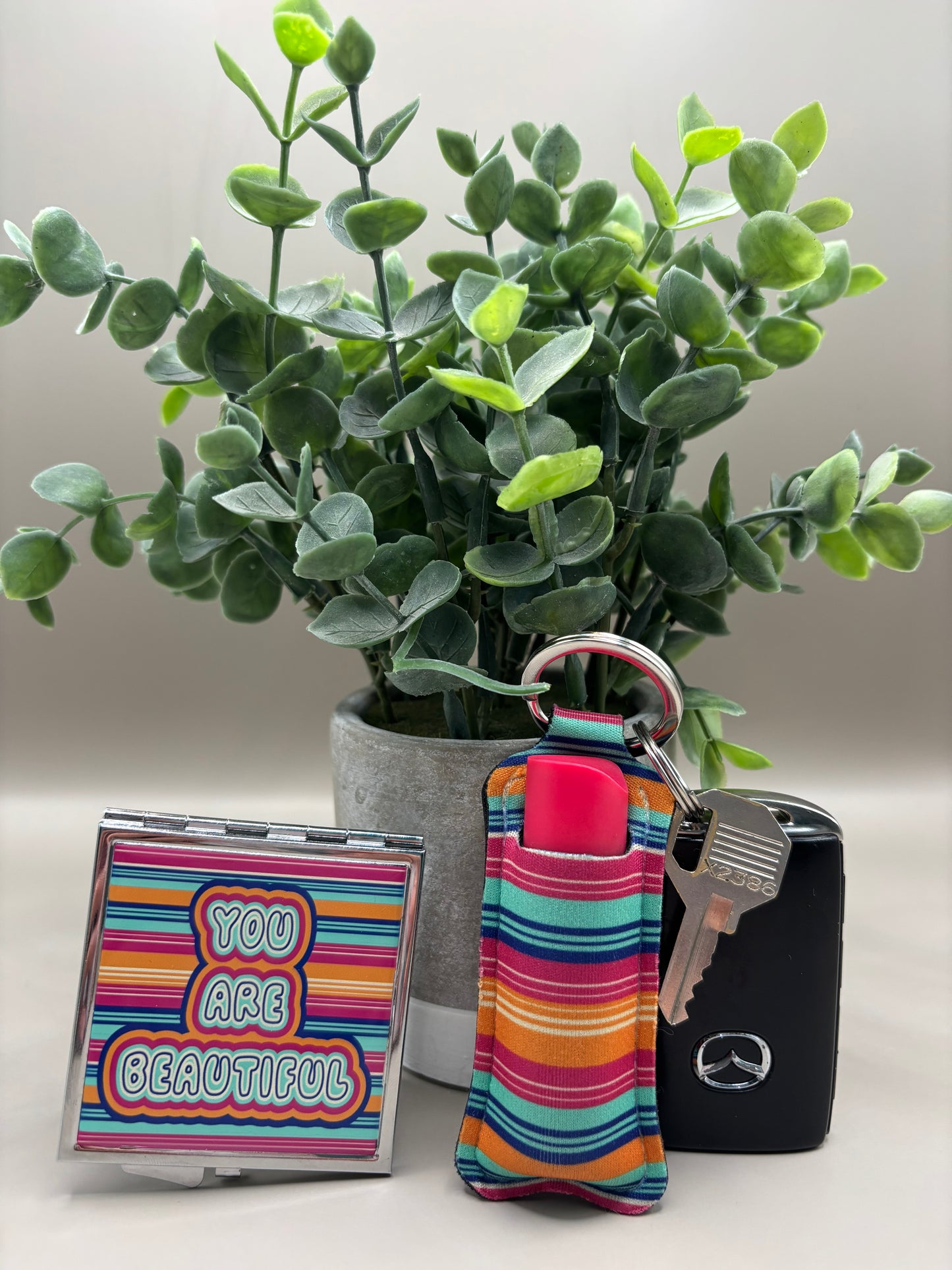 Zarape-Inspired Lipstick Holder Keychain