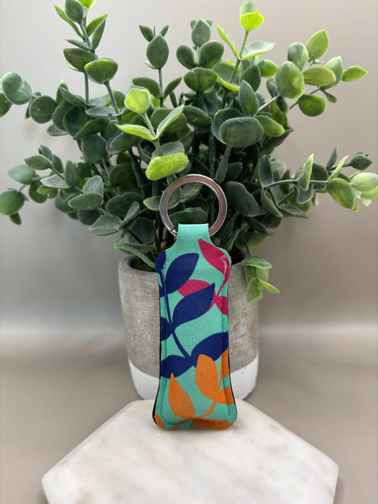 Leaf Print Lipstick Holder Keychain